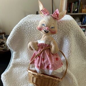 Annalee Pink & White Strawberry Bunny with Basket